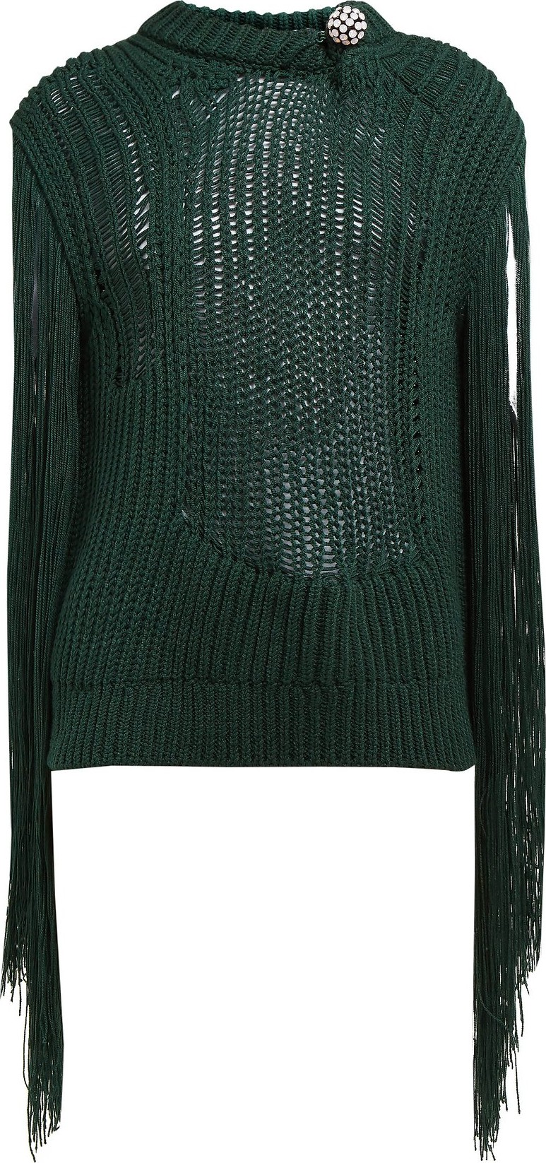 Calvin Klein 205W39NYC Crystal brooch embellished fringe sweater