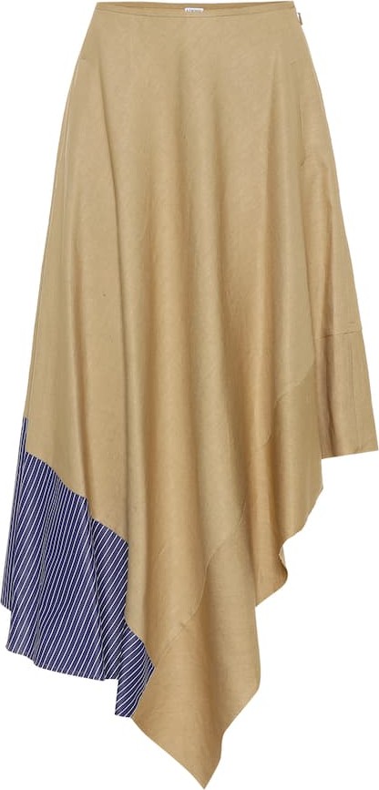LOEWE Asymmetric linen and cotton skirt