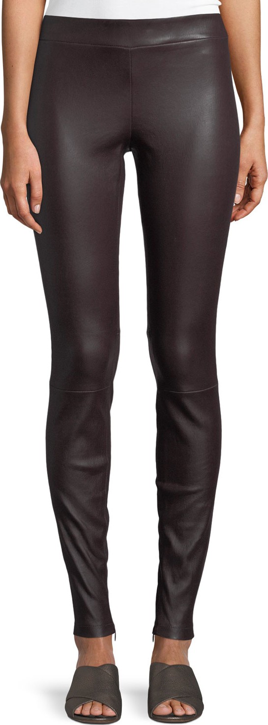 Vince Ankle-Zip Lamb Leather Leggings