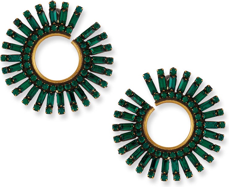 Auden Green Baguette Crystal Curler Earrings