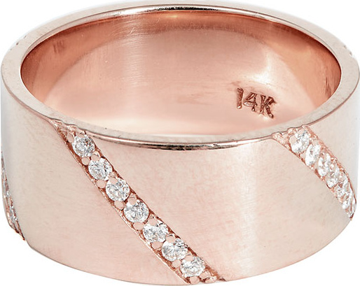 Lana Flawless Expose Wide Diamond Band Ring in 14k Rose Gold, Size 7