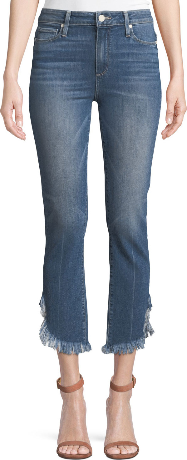 PAIGE Hoxton Straight-Leg Ankle Jeans w/ Curved Fray Hem