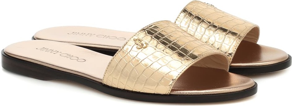 Jimmy Choo Minea metallic leather slides
