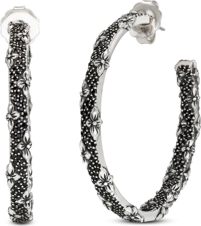 Stephen Dweck Large Black Spinel Hoop Earrings