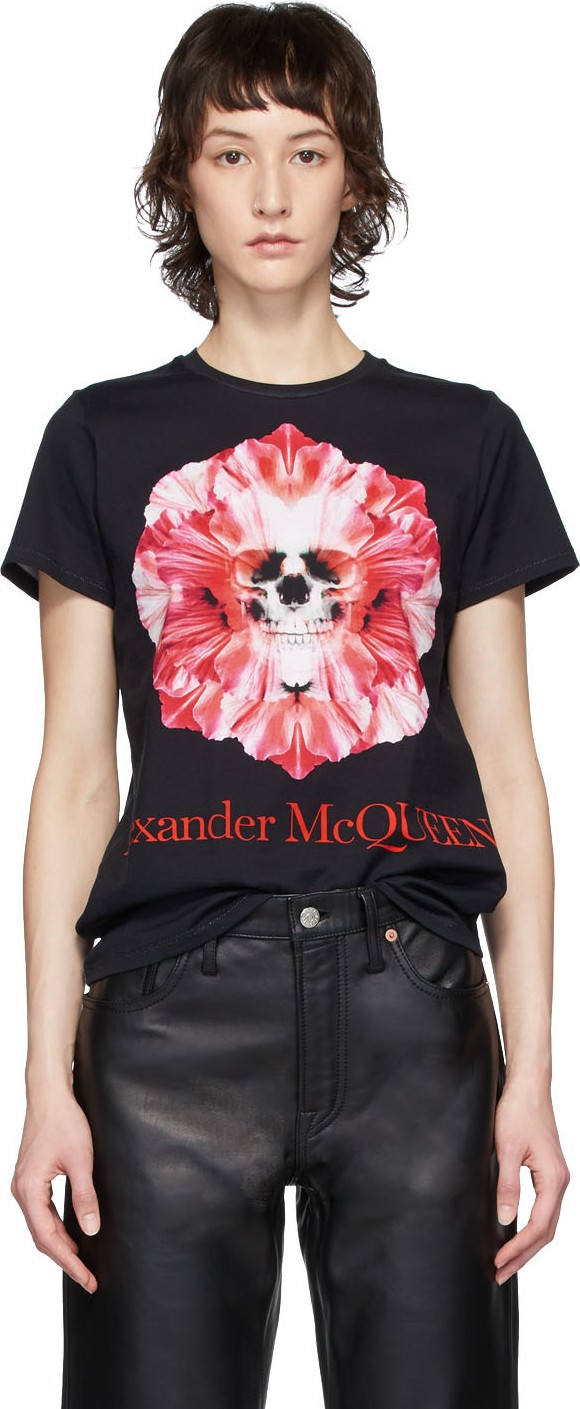 Alexander McQueen Black Skull Flower T-Shirt