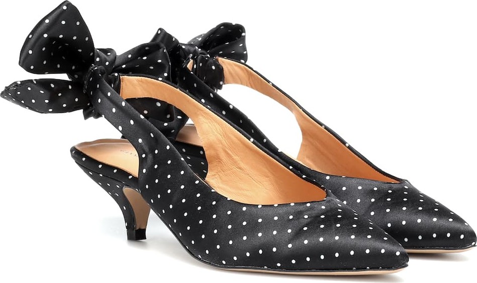 Ganni Bow Kitten Heel polka-dot pumps