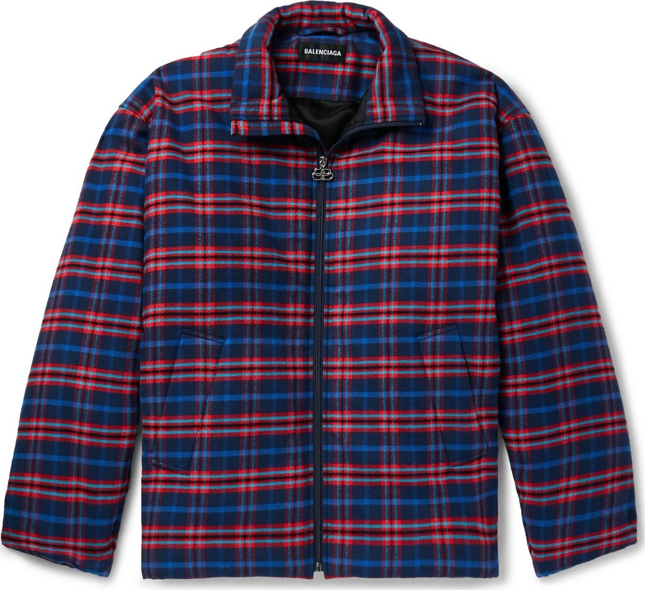 Balenciaga Padded Checked Cotton-Flannel Jacket