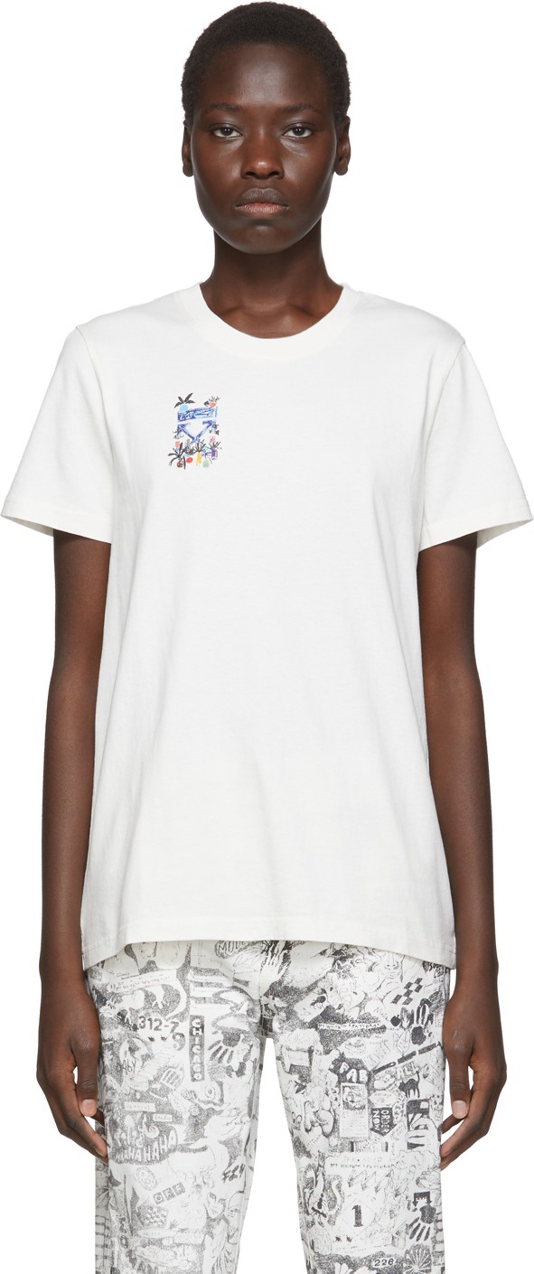 Off White White & Blue De Graft Arrows Casual T-Shirt