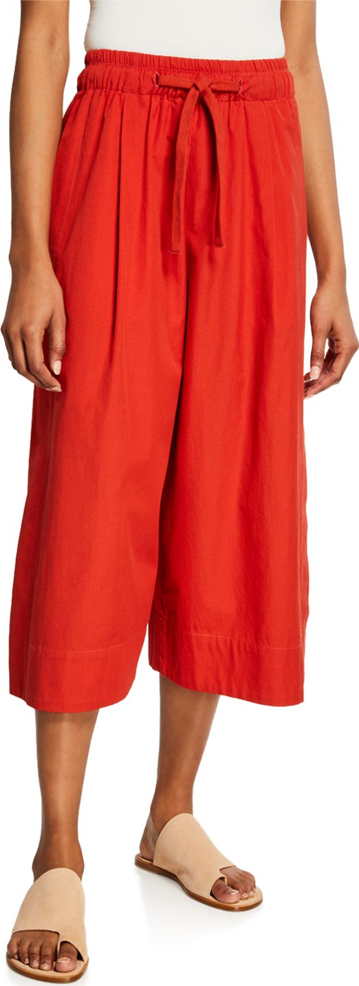 Vince Cropped Drawstring Cotton Culottes