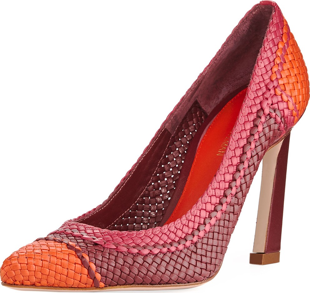 Stuart Weitzman Wallis Woven Colorblock Pumps