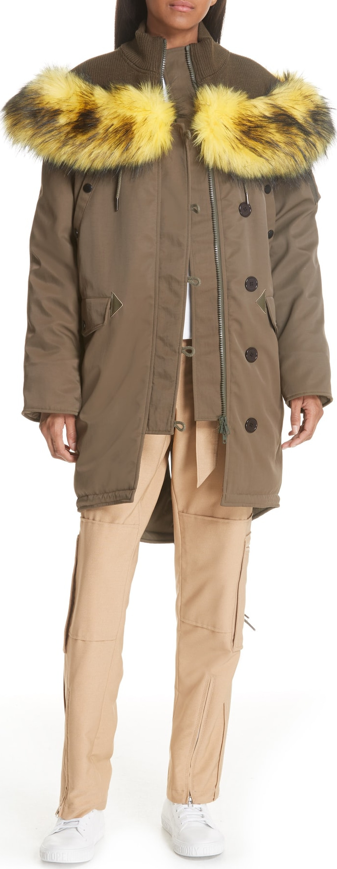 Opening Ceremony Parklife Parka with Removable Faux Fur Trim