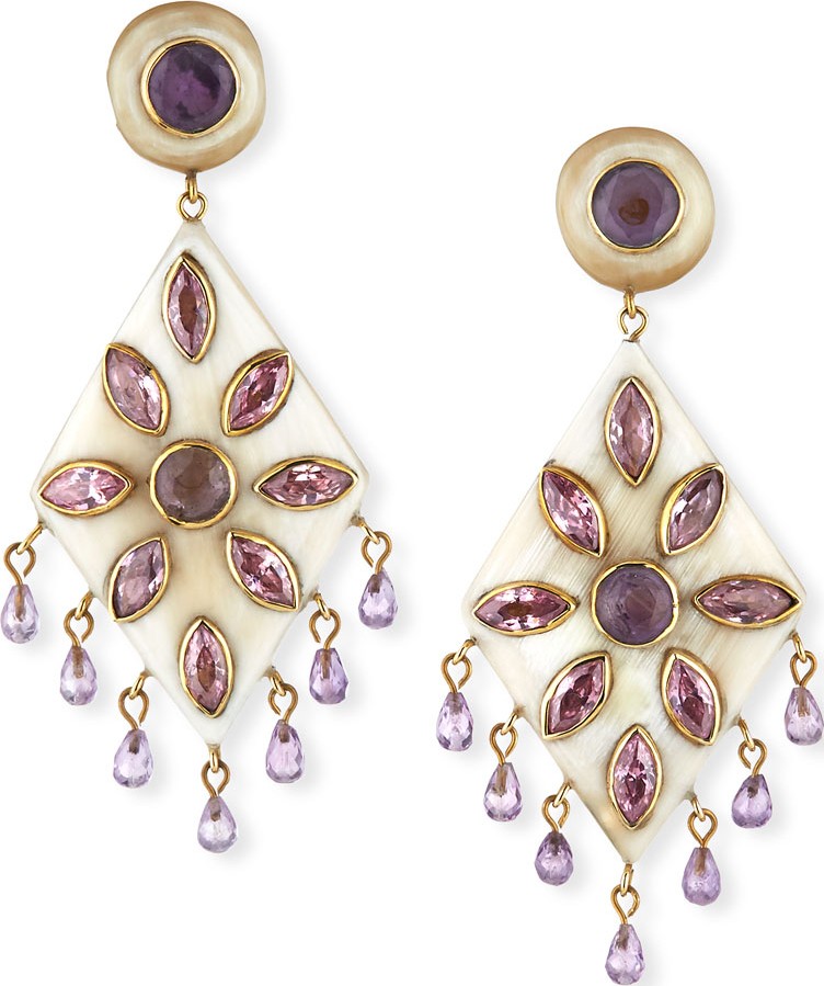 Ashley Pittman Ibada Horn & Amethyst Drop Earrings, Light