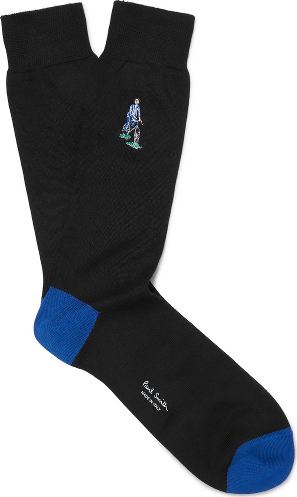Paul Smith Embroidered Cotton-Blend Socks