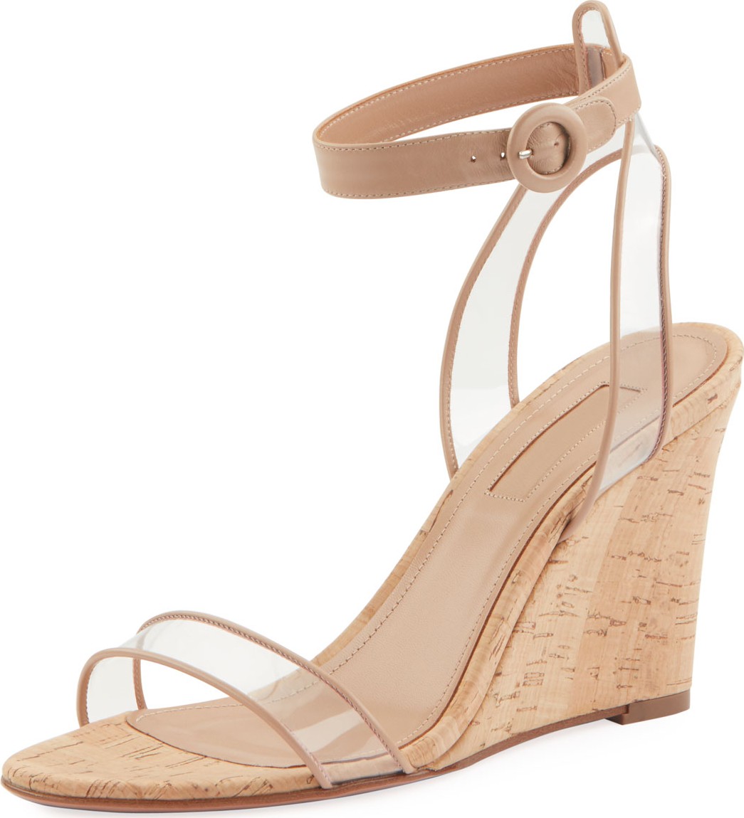 Aquazzura Minimalist Sandal Wedges w/ Illusion Straps