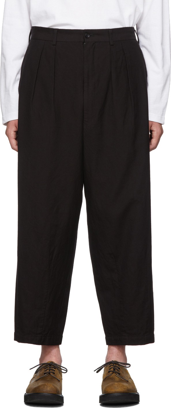 Comme des Garçons Homme Black Wool Gabardine Dyed Trousers