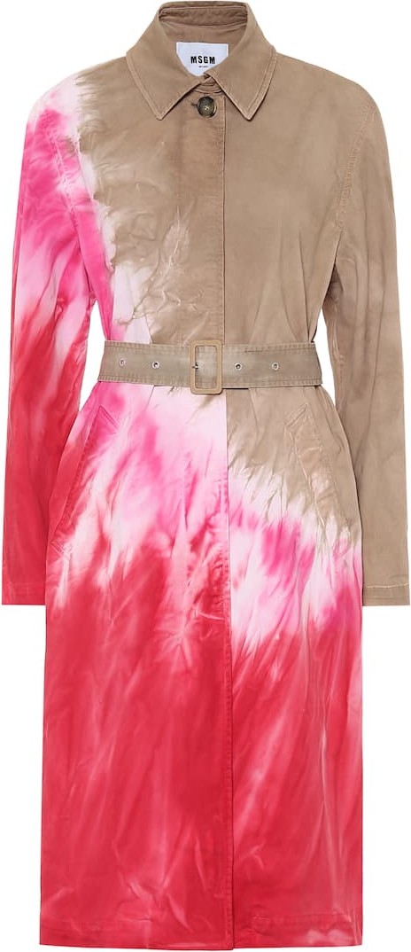 MSGM Tie-dye cotton-twill trench coat