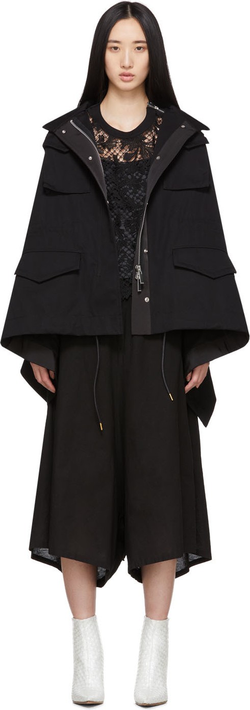 Sacai Black Draped Back Jacket
