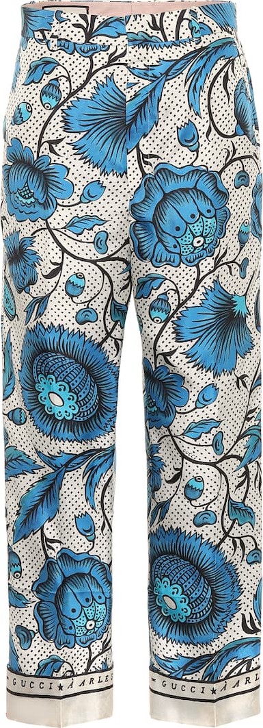 Gucci Floral silk twill pants