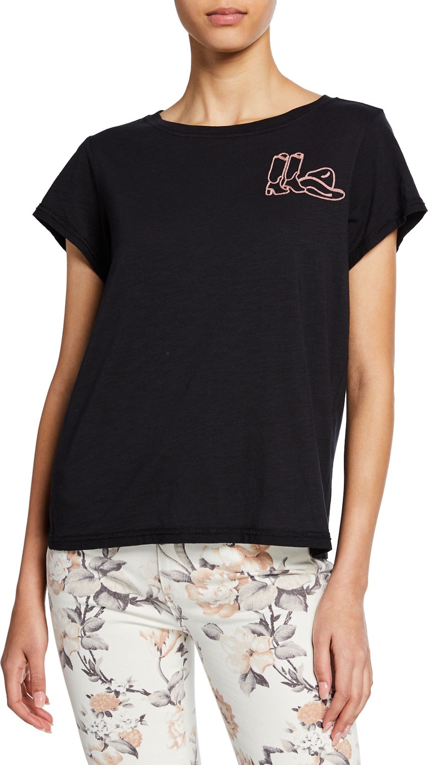 PAIGE Ellison Short-Sleeve Tee with Western Embroidery