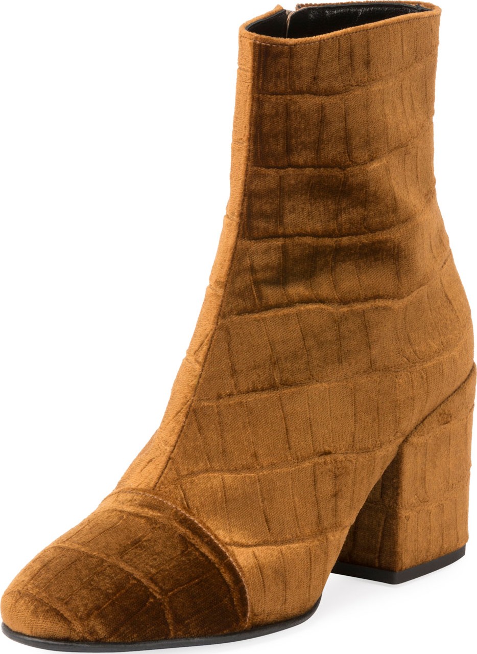 Dries Van Noten Embossed Velvet Ankle Booties