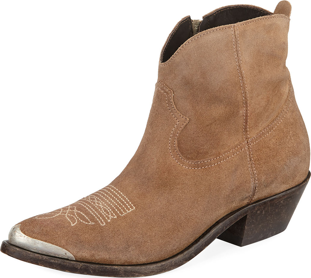 Golden Goose Deluxe Brand Young Suede Stitched Western Bootie