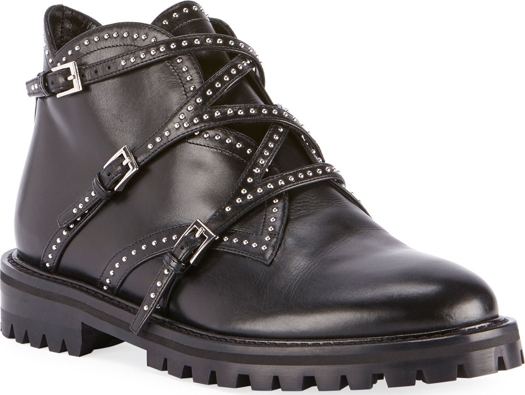 Alaïa Studded Wrap Ankle Booties