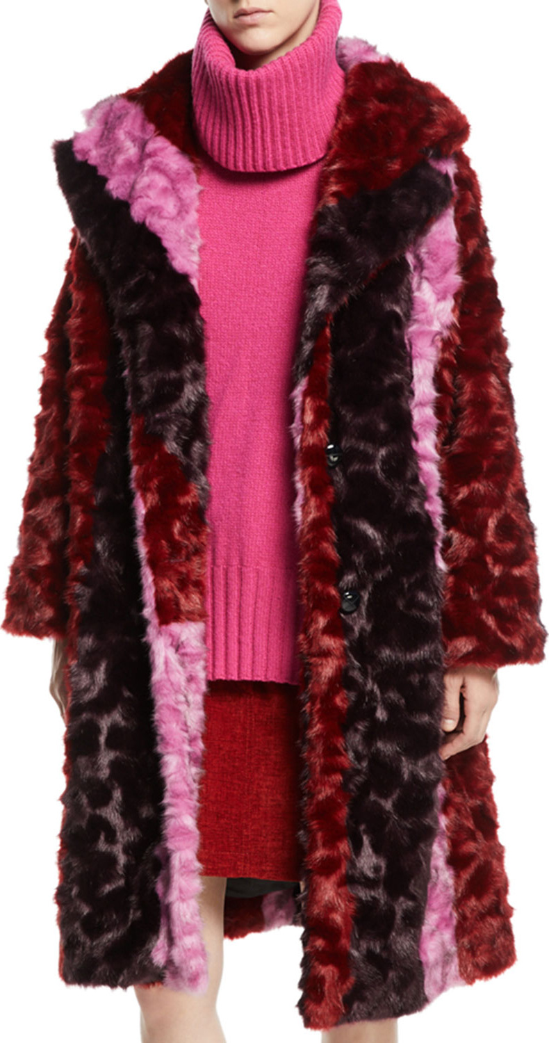 McQ - Alexander McQueen Volume Colorblock Faux-Fur Coat