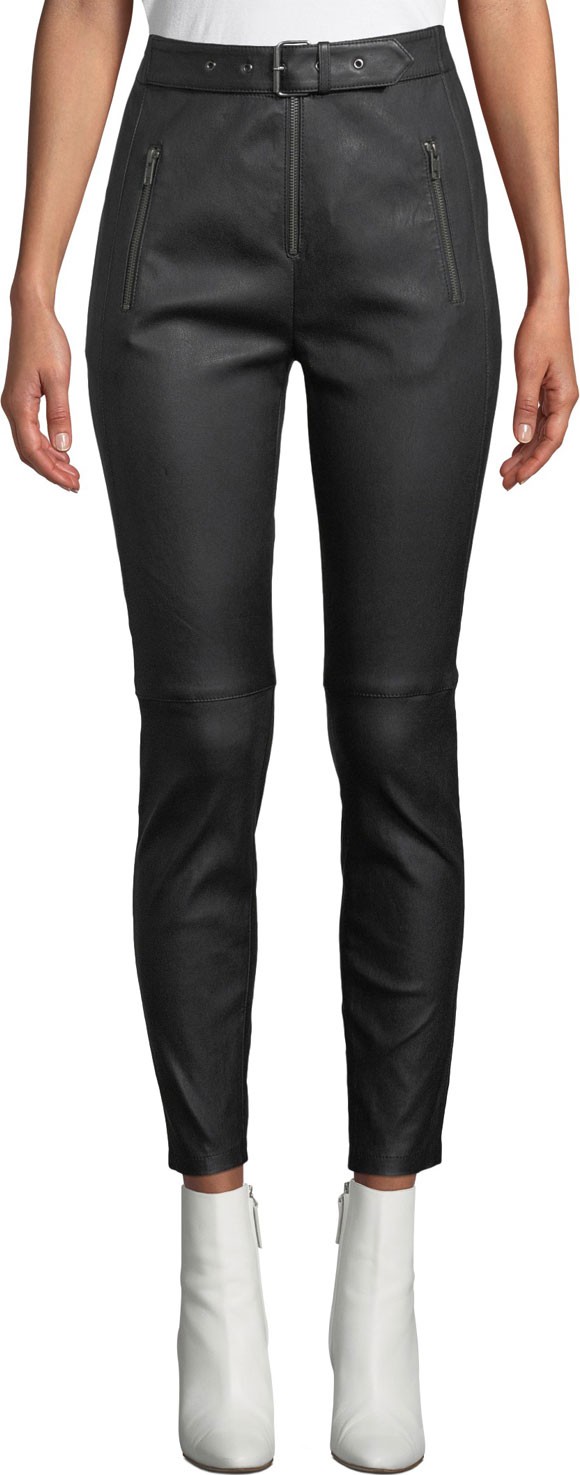 A.L.C. Kamil High-Waist Skinny-Leg Lamb Leather Pants