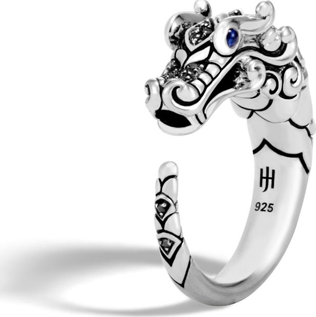 John Hardy Legends Naga Silver Dragon Ring w/ Brushed Finish