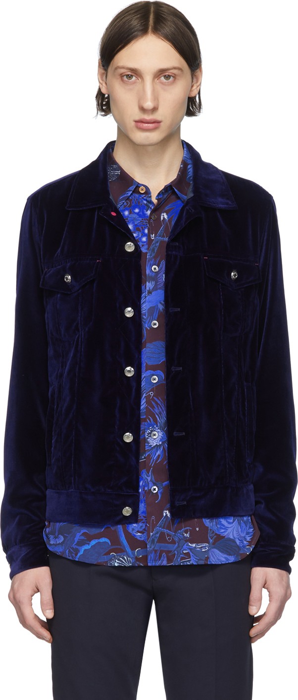 Paul Smith Navy Velvet Trucker Jacket