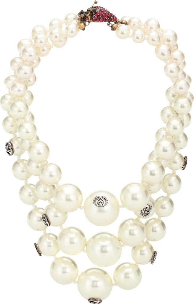 Gucci Strawberry faux pearl necklace