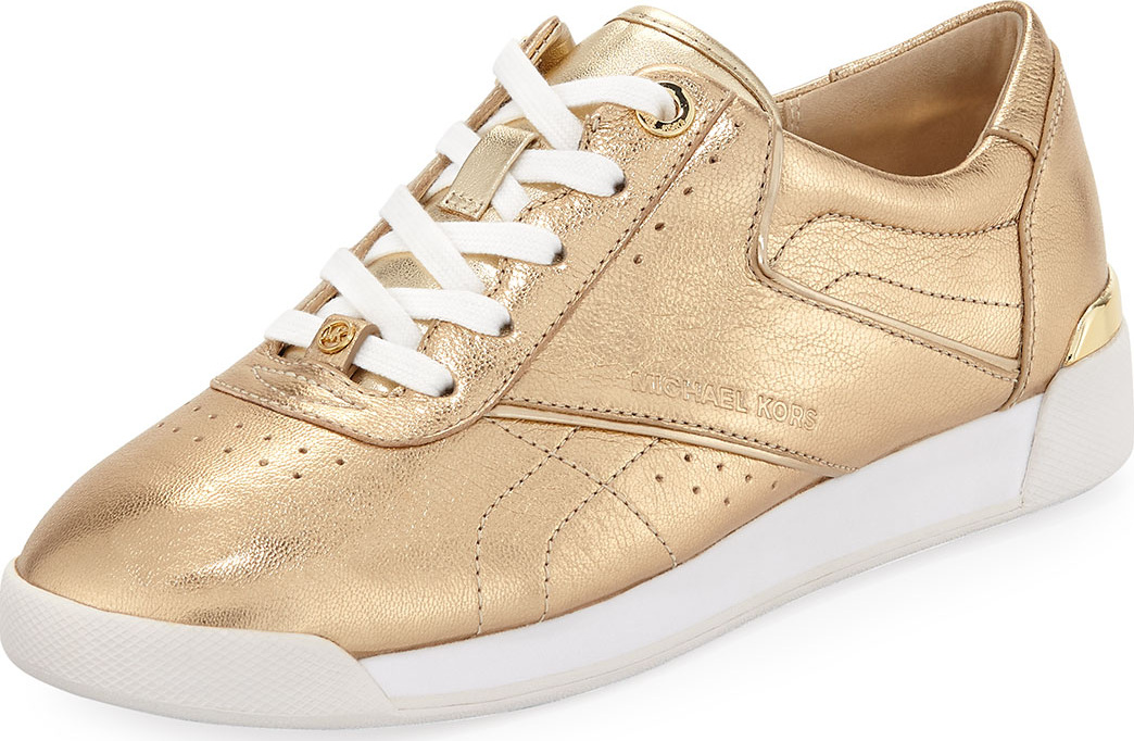 MICHAEL MICHAEL KORS Addie Metallic Lace-Up Sneaker, Gold