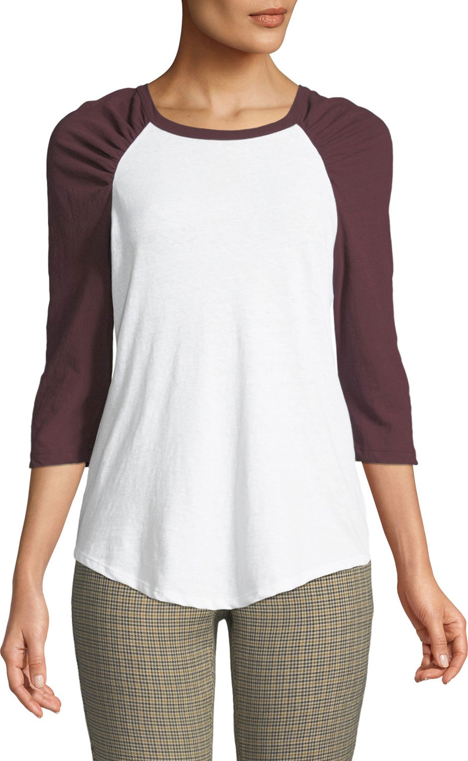 A.L.C. Elio Shirred Raglan-Sleeve Tee