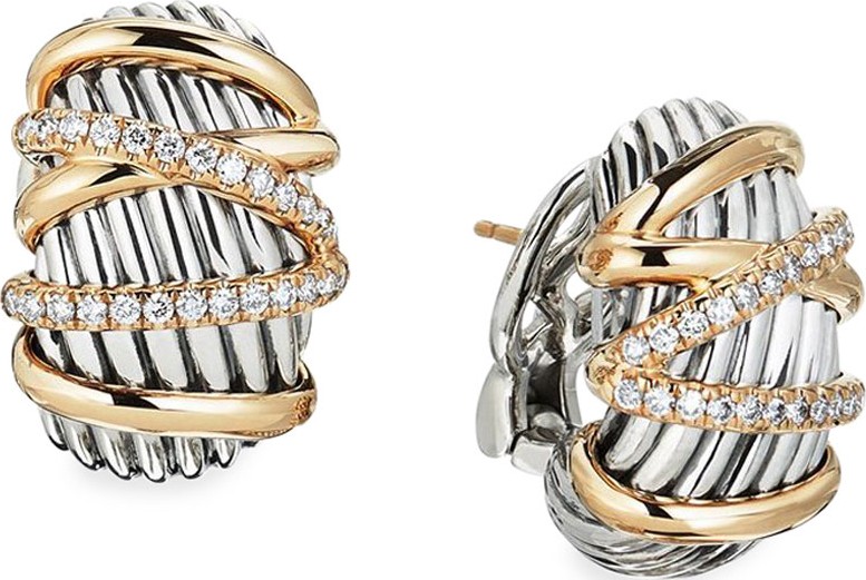 David Yurman Helena Diamond Shrimp Earrings