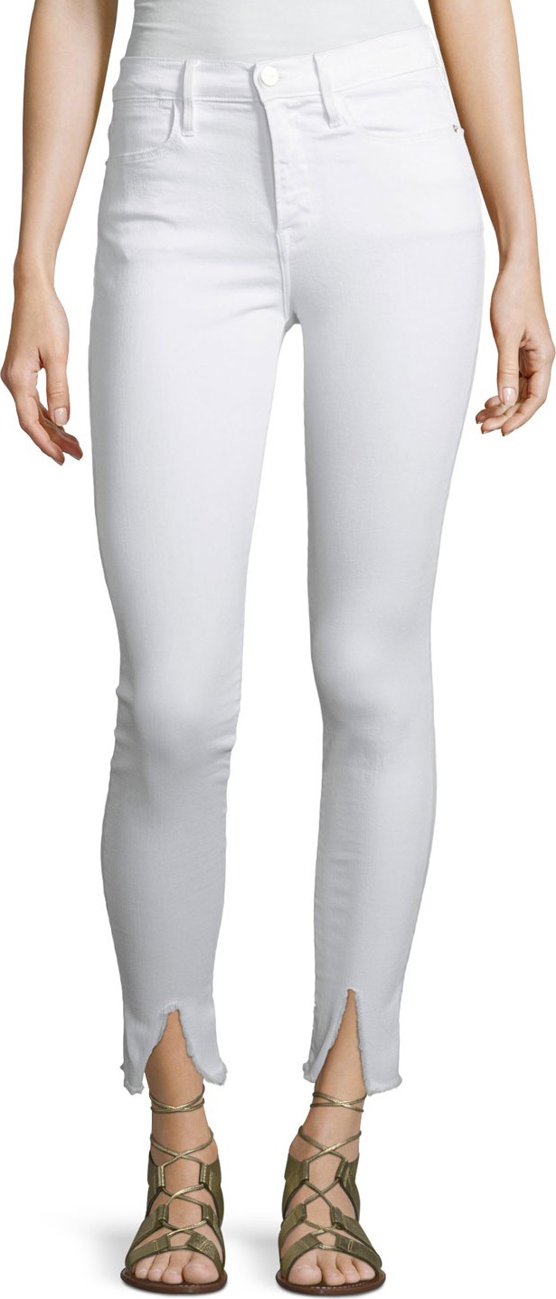FRAME DENIM Le High Skinny Jeans with Raw Front Slit