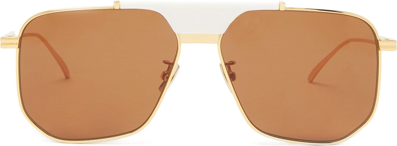 Bottega Veneta Angular aviator metal sunglasses