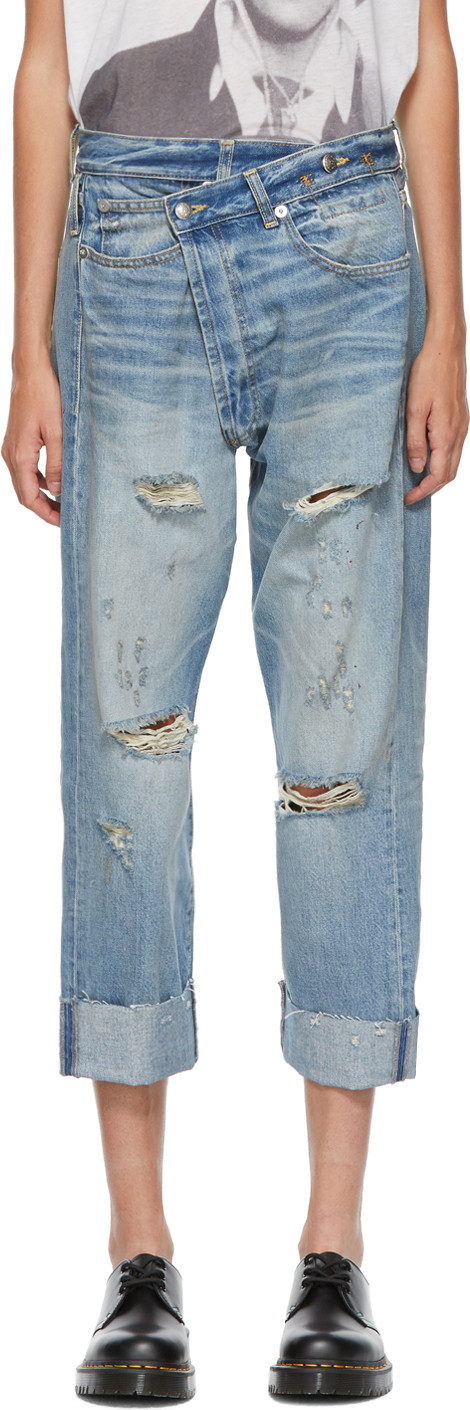 R13 - Blue Cross-Over Jeans