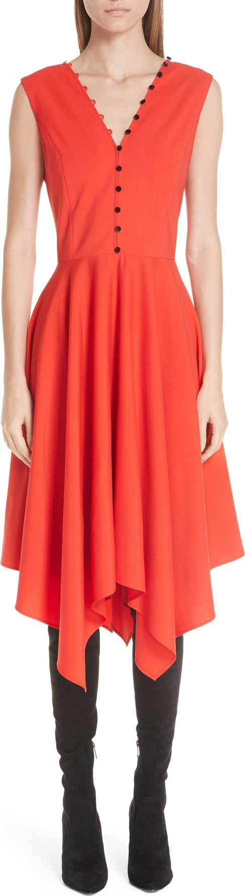 ADEAM Sleeveless Handkerchief Hem Dress