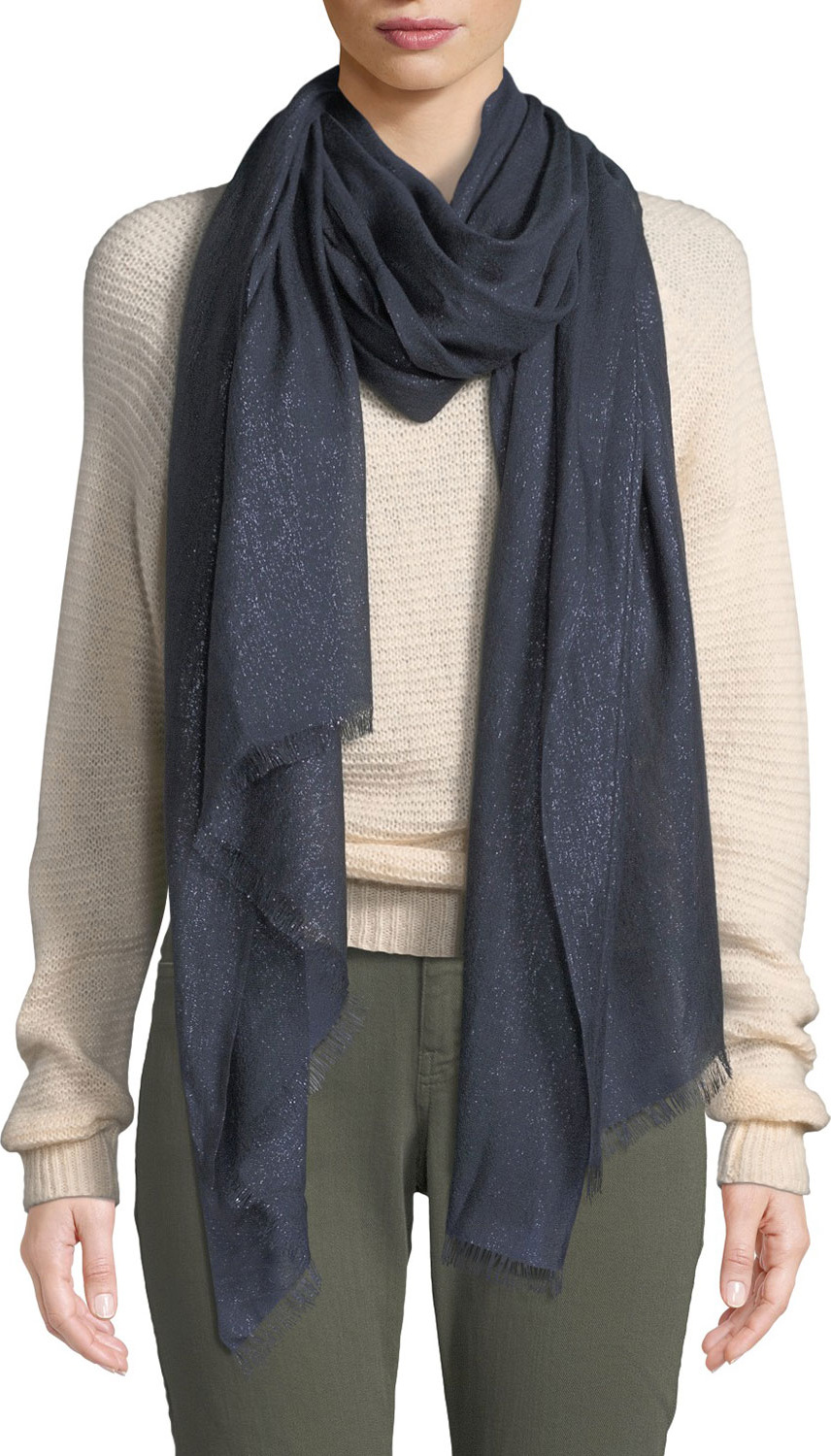 Brunello Cucinelli Lightweight Shimmered Cashmere Scarf