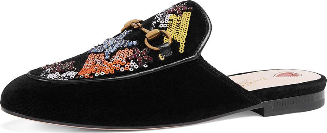 Gucci Princetown Sequined Velvet Mule