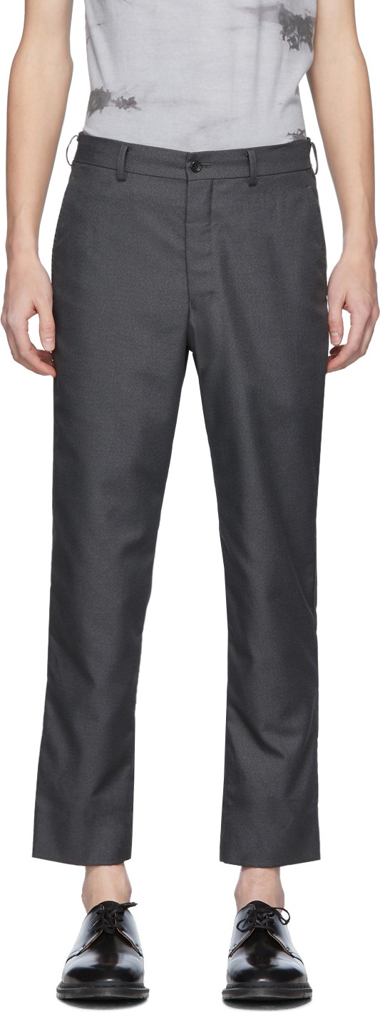 Comme des Garçons Homme Deux Grey Textured Sharkskin Trousers