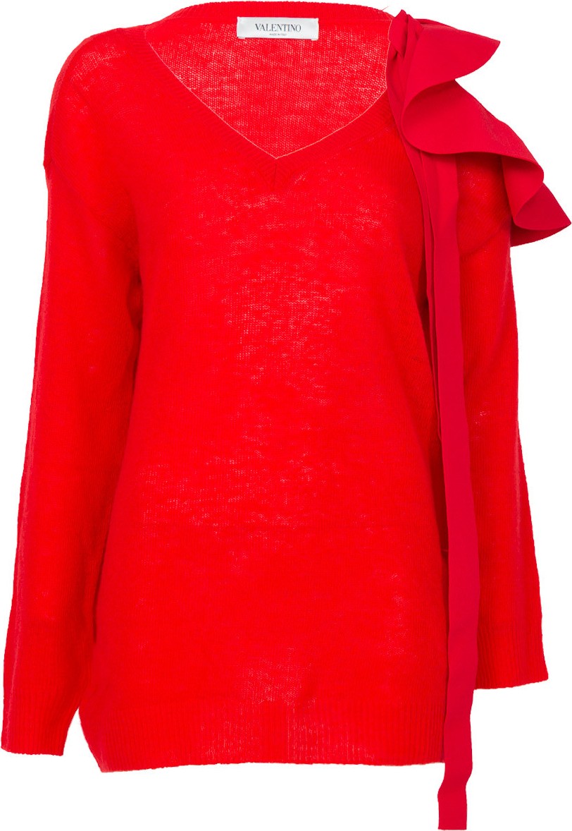Valentino red ruffle sweater