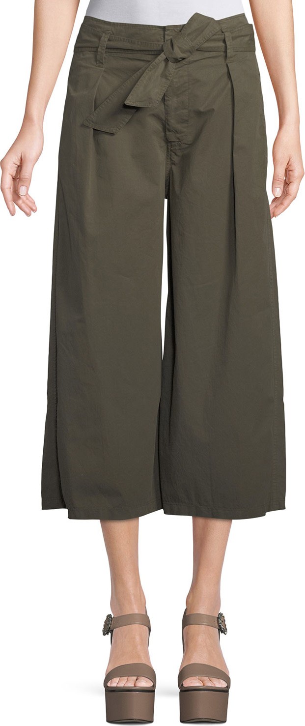 Velvet By Graham & Spencer Arisa Wide-Leg Crop Cotton-Twill Pants