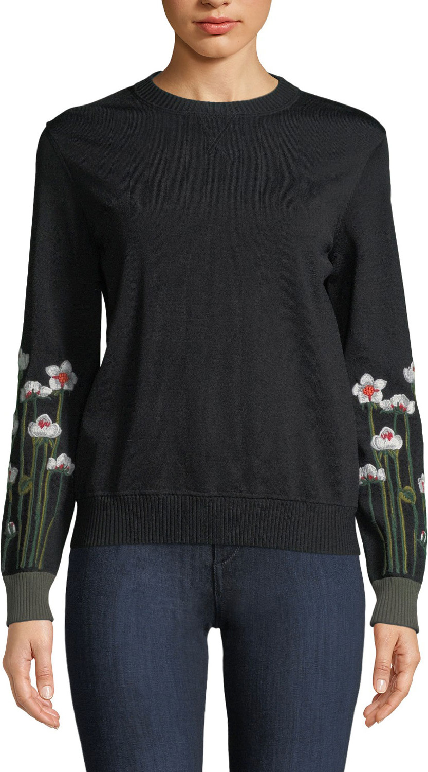 RED Valentino Floral-Embroidered Sweatshirt