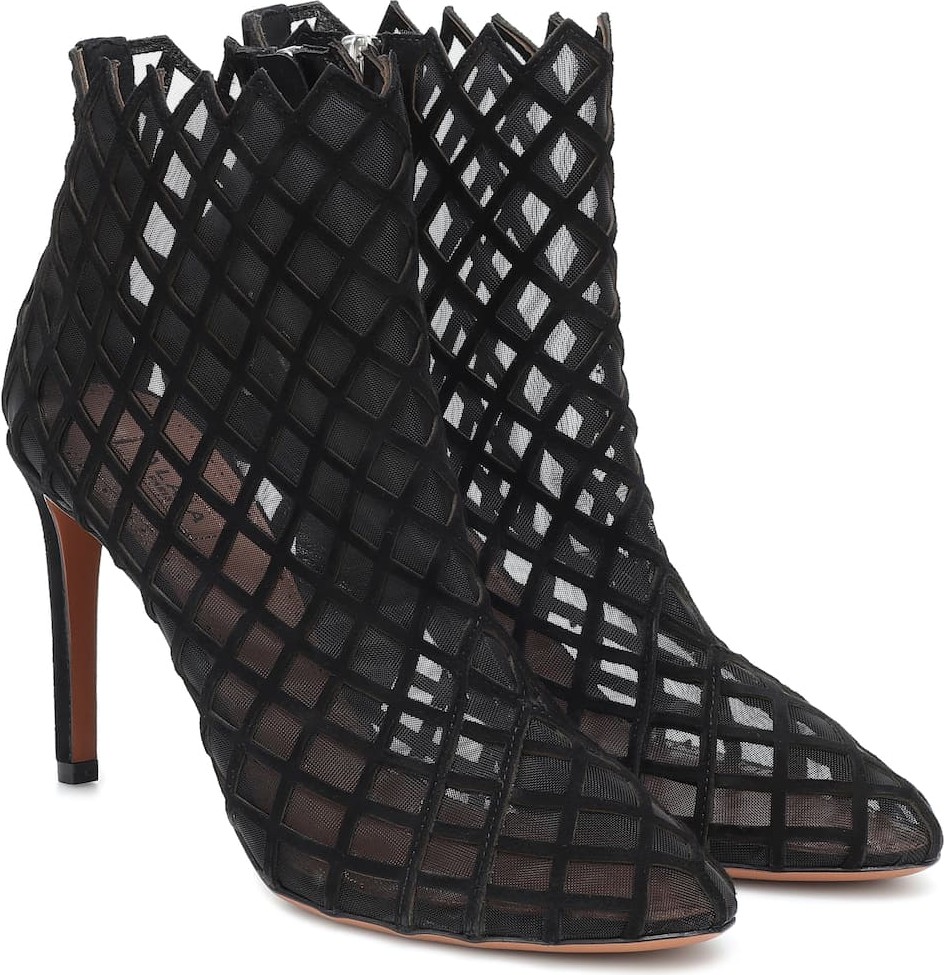 Alaïa Suede and mesh ankle boots