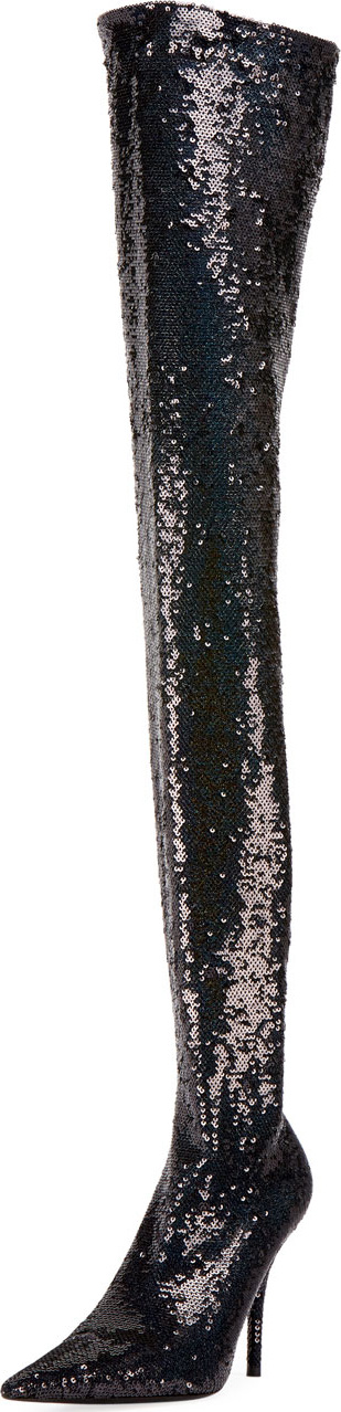Balenciaga Sequined Knife Over-The-Knee Boot