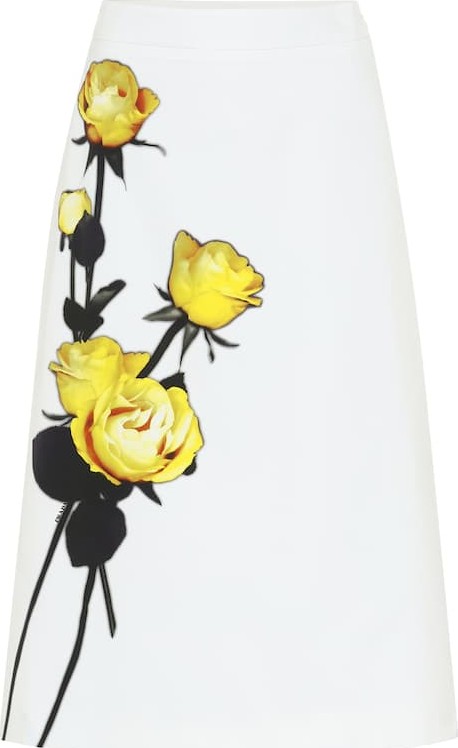 Prada Floral cotton midi skirt
