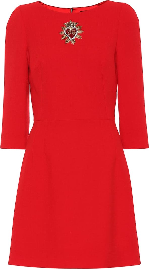 Dolce & Gabbana Embroidered wool crêpe dress