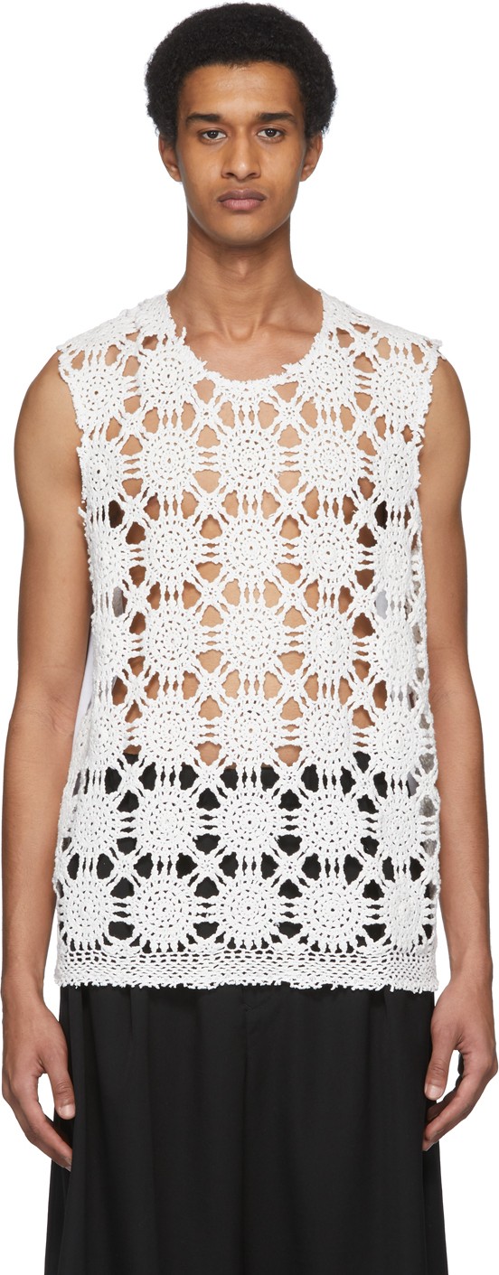 Comme Des Garçons Homme Plus White Vintage Crochet Tank Top