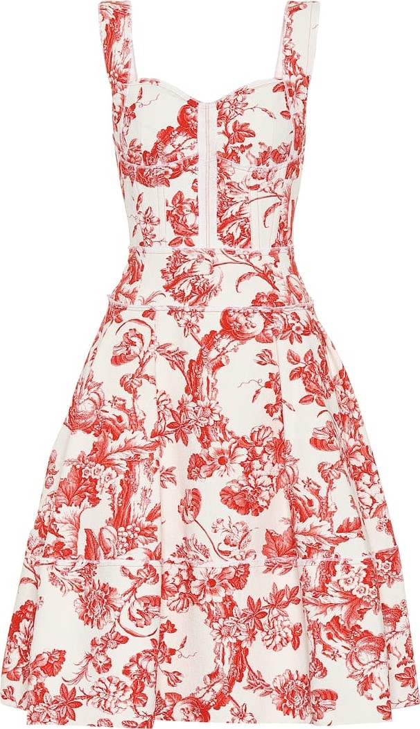 Oscar De La Renta Printed stretch cotton dress